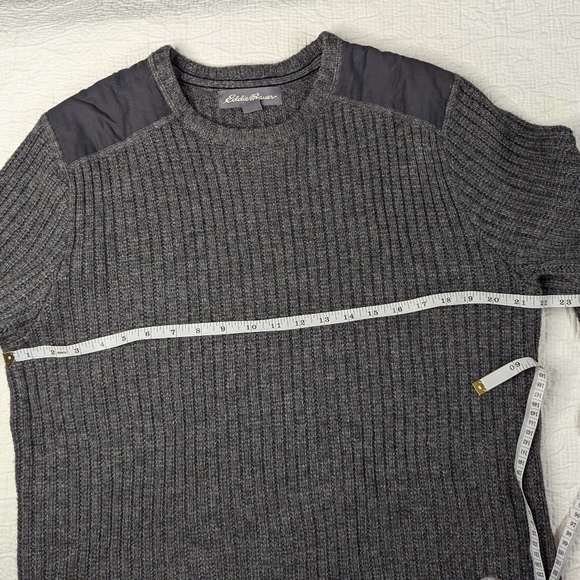 Eddie‎ Bauer Fisherman Sweater Grey Wool Blend Men's L - Picture 6 of 13